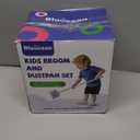 28'' Kids Mini Broom and Dustpan Set - Toddler Cleaning Toy, Toddler Household Helper, Parent-Child Interactive Play Cleaning Tool, Cute Cartoon Design, Small Safe Corner Broom (Blue)