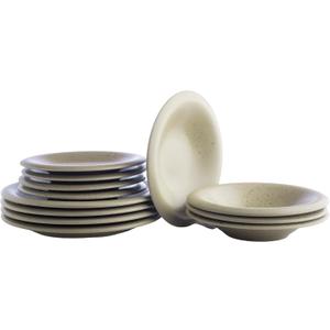 Porto by Stone Lain Aro 12-Piece Premium Kitchen & Dining Dinnerware Set Stoneware, Green Matte, Crafted in Portugal, Dishwasher and Microwave Safe Scratch-Resistant Dish Set for 4