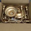 Metal Candelabra Gold Candle Stand 20in Tall, 5-Candle Candlestick Holder for Taper Candles, Candle Holder for Wedding Centerpiece Christmas Valentine Holiday Party Event Reception Decor, 2Pcs