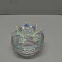 Crystal Jewelry Box for Women, Small Glass Trinket Jar with Lid, Clear Lotus Flower Storage Holder, Elegant Organizer Dish for Ring, Earrings, Necklace, Decorative Gift for Vanity (Dazzling Colors)
