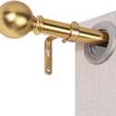 Golde Curtain Rods for Windows 18 to 45 inches,1 Inch Modern Metal Drapery Rods,Adjustable Heavy Duty Curtain Pole with Round Finials(18"-45"Warm Golden)