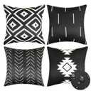 Outdoor Waterproof Throw Pillow Covers 18x18 Inch Black and White Modern Geometric Decorative Pillows Cover Set of 4 for Patio Garden Porch