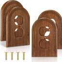 4 Pcs Walnut Wood Light Switch Cover Brown Outlet Covers Wall Plate Decorative Boho Plug Plate Vintage Rustic Contemporary Interior Room Home Decor (13 * 8.2cm, Arch Double Hole)