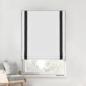 LazBlinds No Drill Cordless Roman Shades, 37'' W x 64'' H, White-Black
