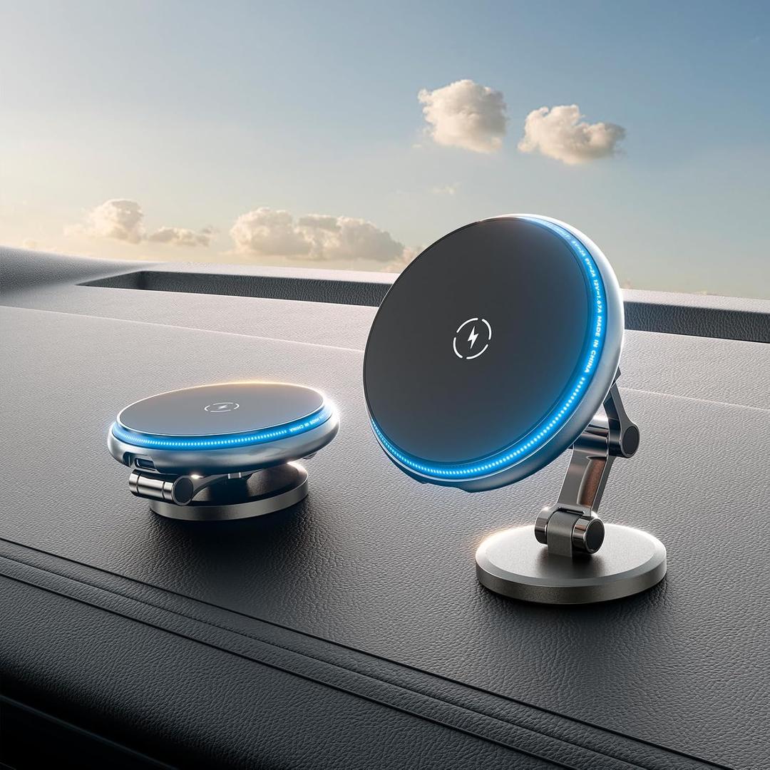 SCHUGS for Mag-Safe Car Charger Mount, [Zinc Alloy] 15W Fast Charging Ultra Magnetic Car Phone Holder, Magnetic Wireless Car Charger Dashboard, iPhone Car Mount Chrager for iPhone 16 15 14 13 Pro Max