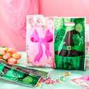 Marspark 120 Pcs Pink and Green Party Bags, Double-sided Princess & Witch Theme Pink Bow Green Witch Hat 6.5 x 9.8 Inch Gift Candy Treat Goodie Bags for Magical Birthday, Baby Shower, and Party Favors
