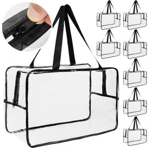 Bolsa organizadora de juguetes transparente (paquete de 8) de 21 pulgadas, bolsas de almacenamiento de edredn transparentes, organizador de almacenamiento de plstico grande para rompecabezas, juegos