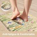 KIMODE Kitchen Anti Fatigue Mats, Farmhouse Flower Kitchen Rugs Sets of 2, Memory Foam Kitchen Mats for Floor, Waterproof Non Skid Standing Mats for Sink Laundry Office Desk Brown 20"x71"+20"x32"