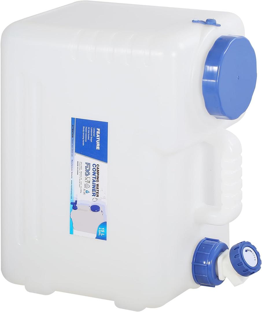 RedSwing 4 Gallon/15L Portable Water Container with Spigot, Water Storage Carrier for Camping Outdoor Hiking, BPA Free (507.2 Ounces, White)