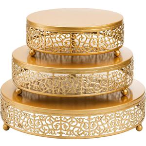 Hedume 3 Pack Cake Stands, Metal Cake Stands, Dessert Display Cupcake Stands, Cupcake Pastry Candy Display Plate for Wedding, Event, Birthday Party