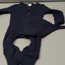 Infant Boys Girls Clothes Set Newborn Baby Romper Hat Ribbed Knit Long Sleeve Button Solid Bodysuit Jumpsuit (Navy Blue, Newborn)