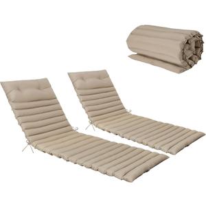 Only choice 2 Pieces Set Patio 72.83” × 23.62 ” Indoor/Outdoor Chaise Lounge Chair Cushion Replacement Funiture Seat Cushion (Khaki)