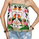 RoseSeek Women's Floral Boho Tank Tops Spaghetti Strap Vacation Summer Tops | Tropical Summer Camisole, Beach Vacation Outfits, Flowy Resort Wear, Going Out Tops, Boho Tops (XL)