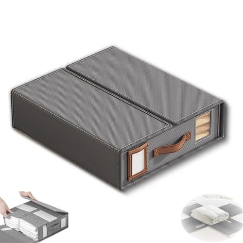 Multi-Use Storage Bags, Quilts, Blankets, Foldable Wardrobe Storage Bag with Zipper, with Transparent Window for Clear Viewing of Contents (15x13x4.7 in 2pcs*Gray)