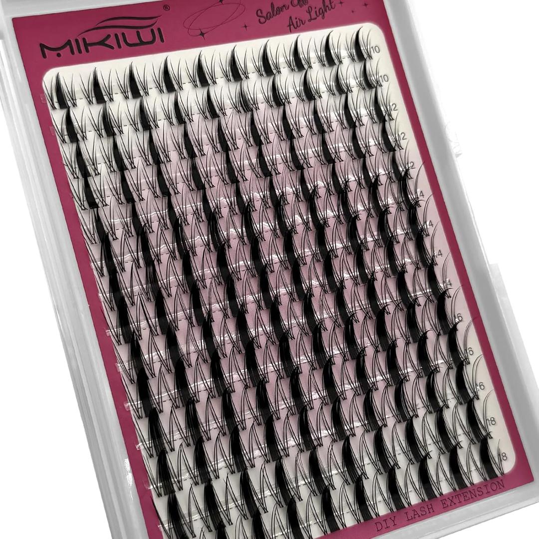 2 x Fairy Lash Clusters  140pcs Manga Eyelash Cluster, Natural 10-18mm Mixed Length Anime Individual Lashes, Invisible Clear Band DIY Cluster Lash Extension for Beginners