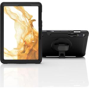 Galaxy Tab S8 Standing Case | CTA Durable Samsung Tablet Case, Lightweight, Shock Absorption, Scratch Protecting | W/S Pen Holder & Rotatable Grip | for Galaxy Tab S7 & S8 11" Inch (PAD-PCGKS8)