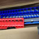 Magnetic Socket Organizer Set, 6PCS Socket Holder, 1/4", 3/8", 1/2" Sockets Holds 143 Pieces Magnetic Sockets Trays (Blue&red, 6 Pcs)