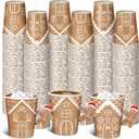 120 Pcs Christmas Paper Cups Gingerbread House Disposable Cups with Handle 8 oz Gingerbread Man Coffee Drinkware for Drinking Tea Hot Cold Beverage Xmas Party Holiday Decoration Supplies