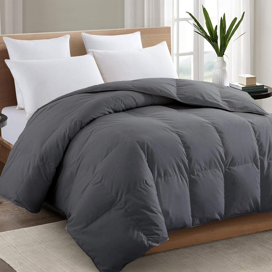 TEXARTIST Premium 2100 Series Queen Comforter All Season Breathable Grey Comforter Soft 4D Spiral Fiber Quilted Down Alternative Duvet Insert with Corner Tabs Luxury Hotel Style (88"x88")