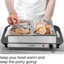 Chefman Electric Buffet Server + Warming Tray w/Adjustable Temperature & 3 Chafing Dishes, Hot Plate Perfect for Holidays, Catering, Parties, Events & Home Dinners, 14" x 14" Surface, Stainless Steel