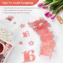 Rose Gold Sweet 16 Party Decorations for Girls Kit Pre-Strung 16th Glitter Twinkle Stars, Bows & Number 16 Birthday Hanging Streamer Banner Happy Sixteen Party Decor Supplies.