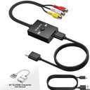 RCA to HDMI Converter with 4:3/16:9 Switch, 1080P AV Composite Video Adapter with HDMI and USB Cables, Supports PAL/NTSC for Wii PS2 DVD VHS to HDTV or Monitor