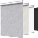 GENIMO 100% Blackout Roller Window Shades, Window Blinds Cordless with Thermal Insulated, UV Protection Fabric, Mini French Door Blinds for Home, Bedroom, Office, Grey, 39" W X 72" H