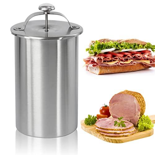 Stainless Steel Ham Maker Meat Press Cooker for Making Healthy Homemade Deli Meat with Thermometer - Kitchen Bacon Pressure Cookers Boiler Pot Pan Stove