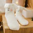 LOUIE SILNA Plush Socks Jumping Funny Bunny for Women Girls, Cosplay Christmas Party Holiday Hat (White 1Pairs)