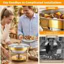 Chafing Dishes for Buffet,4 Pack 5QT Round Chafing Dishes for Buffet, Gold and Silver Stainless Steel Chafing Dishes with Glass Lid and Lid Holder,Food Warmers for Parties Buffet, Wedding, Birthday
