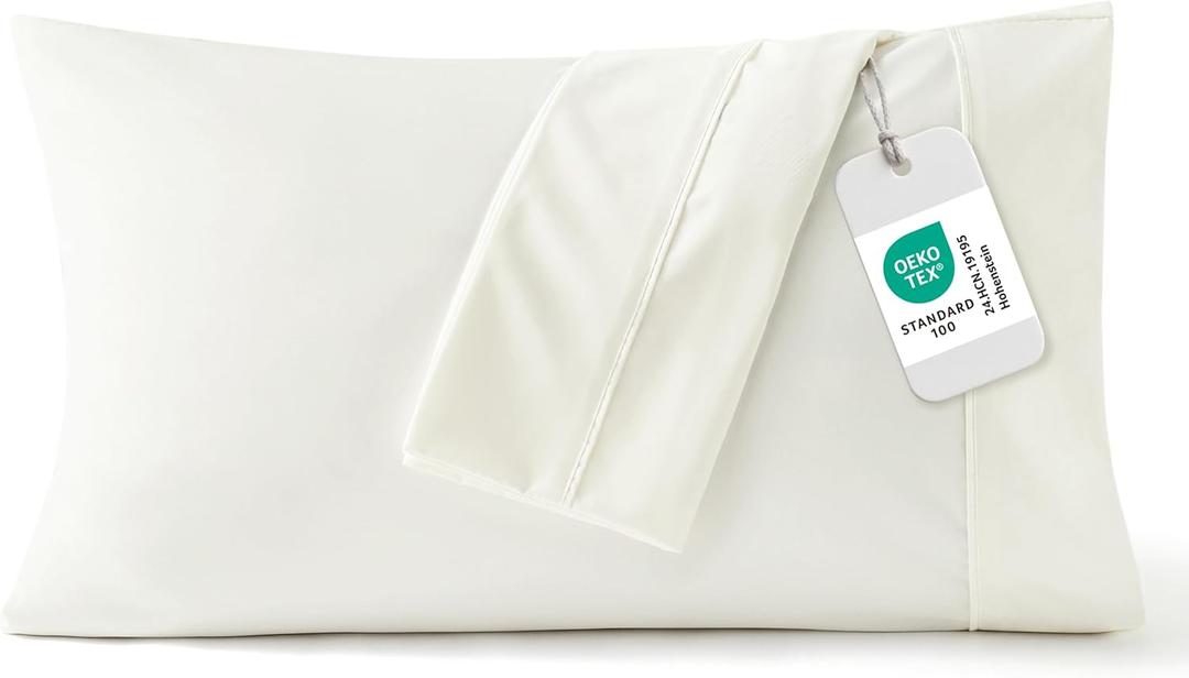 Bedsure Queen Pillow Cases Set of 2 - Ivory Brushed Microfiber Pillowcase 2 Pack, Super Soft Pillowcase, Cream Pillow Case Covers with Envelope Closure for Kids, Wrinkle, Fade Resistant, 20x30 Inches