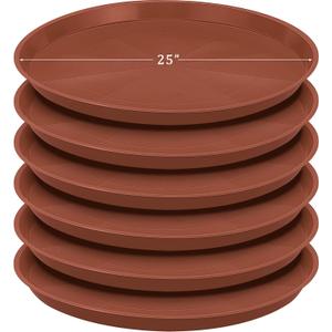 Eccliy 6 Pack Plastic Plant Saucer Heavy Duty Planter Saucers Large Plant Pot Saucers Plastic Water Trays for Indoors and Outdoors Flower Plant Plant Drip (Terracotta,25 Inch)