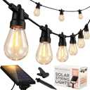 Brightech Ambience Pro Solar Powered Outdoor String Lights -27 ft Commercial Grade Waterproof Edison Patio Lights, Shatterproof LED String Lights for Outside, Porch - 12 Bulbs, 1W Soft White