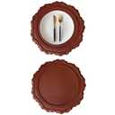 2 Pack Round Silicone Placemats Set, 13.38 Inch Diameter European Style Decorative Table Mats, Heat Resistant Waterproof Non-Slip Easy Clean Dish Mats for Dining Table & Kitchen Counter (Dark Brown)