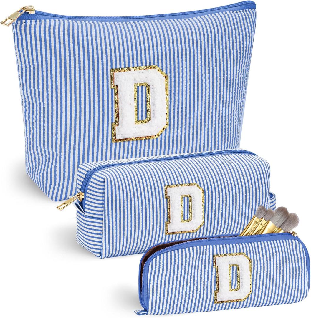 YOOLIFE Bridesmaid Gifts for Women - Cute Makeup Bag for Women Friends | Make Up Cosmetic Travel Toiletry Bag for Bride Maid Matron of honor Bridal Shower Personalized Bachelorette Girlfriend Gifts D (Blue)