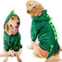 Idepet Large Dogs Halloween Dinosaur Costume Jacket Pet Dog Warm Fleece Winter Clothing Outfits Funny Apperal Golden Retriever Pitbull Clothes Hoodie (6XL)