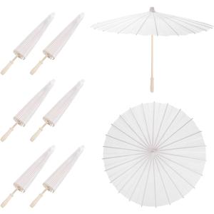  6 Pcs Paper Umbrellas Parasol White