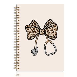 Zopedia Graduation Gifts for Nurse Leopard Bow Coquette Hardcover Notebook Spiral Journal for Women 160 Pages
