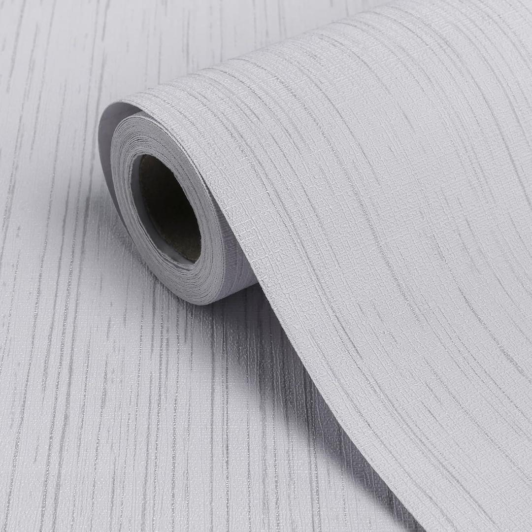 White Grasscloth Peel and Stick Wallpaper A Set of 23.6" X 120" Self-Adhesive Texture Contact Paper Faux Grasscloth Removable Wallpaper for Cabinets Counter Top Shelf Liners