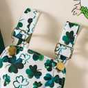 Noubeau Toddler Baby Girl St. Patrick's Day Outfits Green Long Sleeve High Collar Sweatshirt Top Clover Shamrocks Strap Skirt (Dark green, 18-24 Months) (Green)