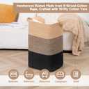 CLHMILY&Z 75L Laundry Basket Rectangular Black Jute Rope - 16x13x22 Inches - Dirty Clothes and Soft Storage Bin for Blankets, Toys, and Nursery Essentials
