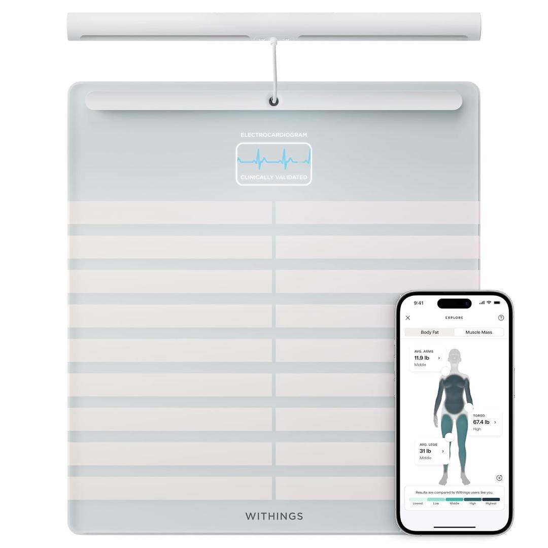 WITHINGS Body Scan - Smart Scale, Segmental Body Composition, ECG, White