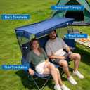 EAST OAK Double Beach Chair with Canopy Shade - Full Sun Coverage | 24" High Back, Easy Fold, Surprisingly 13 lbs Lightweight for Its Size, 660 LBS Heavy Duty Double Camping Chair with Canopy, Two Person Camping Chair with Canopy