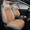 GXT Car Seat Covers Front Seats Only, Front Car Seat Covers 2 Pack, Premium Faux Leather Car Seat Cushion - Universal Fit for Most Sedans SUV Pick-up Truck with Headrests (Khaki and Orange)