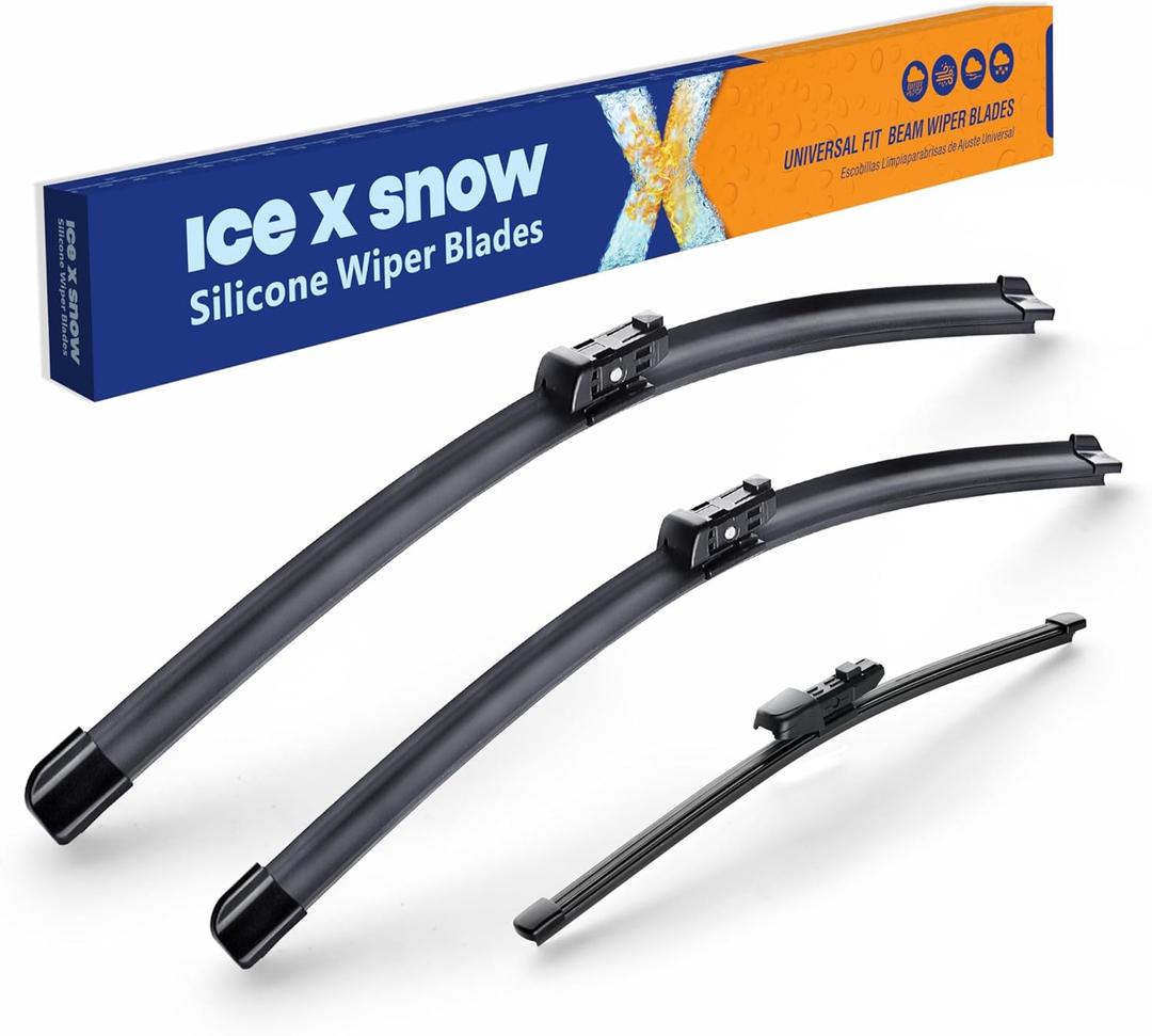ICEXSNOW Silicone Windshield Wiper Blades Replacement for Volkswagen VW Tiguan 2022-2018 /Touareg 2023-2019 Automotive Replacement Windshield Wiper Blades(25"+22"+15" Front Rear Wiper Blade Set)
