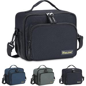 2 x BALEINE Insulated Lunch Bag for Men Women, Leakproof Cooler Bag with Adjustable Shoulder Strap for Work Picnic, Lunch Box for Women Men (Small, Black)
