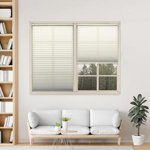 DEZ FURNISHINGS Cordless 1" Signature Light Filtering Pleated Fabric Shade, 48" W x 60" H, Ecru