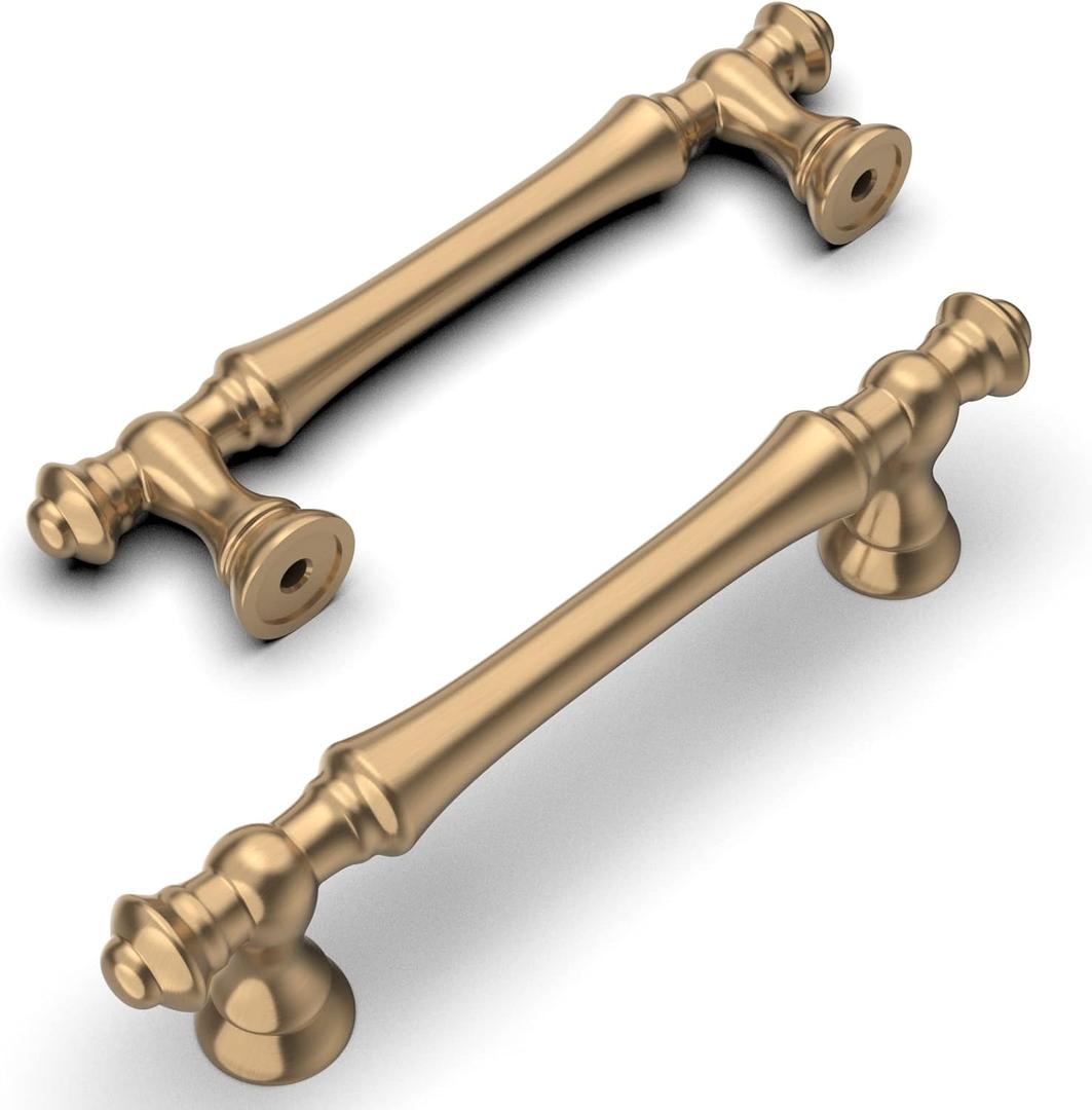 Amerdeco 10 Pack Champagne Bronze Cabinet Pulls 3.75 Inch(96mm) Hole Center Cabinet Hardware Kitchen Cabinet Handles for Bathroom Drawer Pulls Dresser Pulls ZH0014... (3.75"/96MM Hole Center)