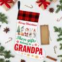 HOIJAUMAI Grandpa Christmas Stocking Gifts for Grandpa Papa New Grandpa Merry Christmas These Gifts Belong to Grandpa Xmas Stocking for Fireplace Stairs Wall Hanging Xmas Home Decor 18 x 12 Inches