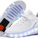 Nsasy Kids Roller Shoes Boy Girl Sneakers with Wheels Become Sport Sneaker with Led for Christmas Birthday Children Gift, 12